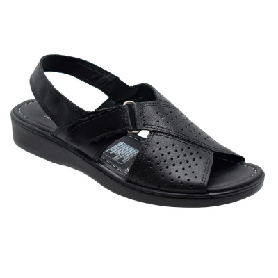 Romulo Sandalia Cuero Negro Mujer Ref 5515